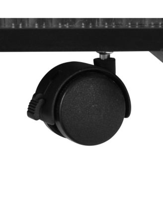 Lockable Mobile End Table with Fluted Tempered Glass