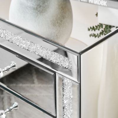 Silver Mirror 3-Drawer Storage Cabinet