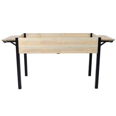 Metal Leg Raised Garden Box with Folding Shelf