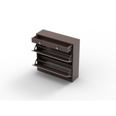 Mirror Shoe Cabinet with 2 Tier Drawers