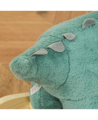 Kids Plush Ride-On Rocking Horse Triceratops-shaped Plush Toy Rocker with Realistic Sounds for Child 36-72 Months Dark Green
