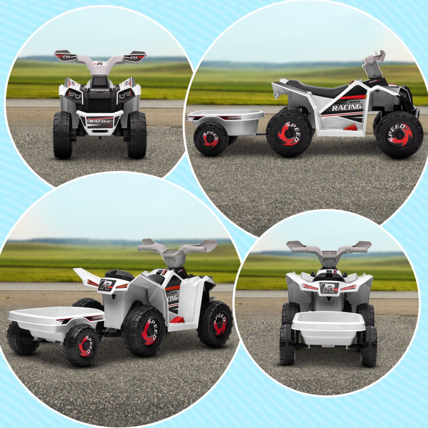 Детская игрушка Streamdale Furniture Electric Ride-On ATV with Back Trailer, цвет: Белый — фото 2