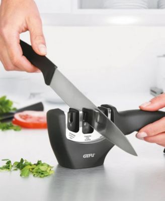 GEFU Diamond, Tungsten Steel, and Ceramic Three Stage Knife Sharpener