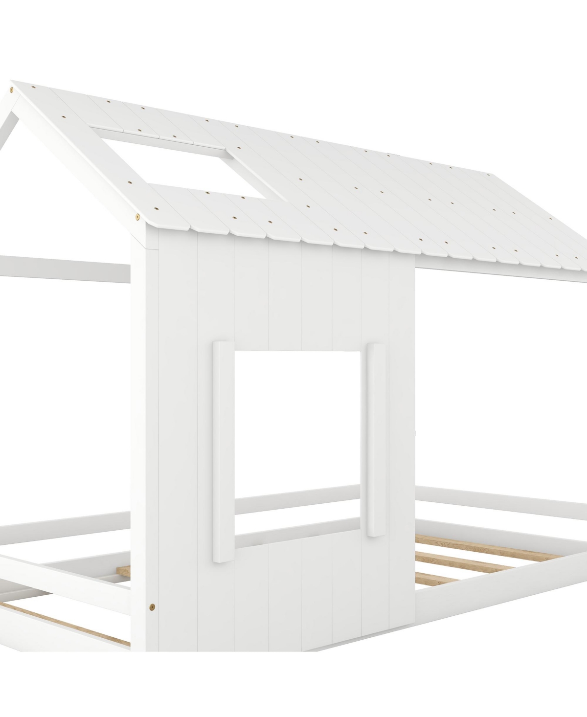 Slickblue Twin Size House Bed with Roof and Window – Charming and Playful Design for Kids' Bedrooms, Creating a Cozy and Imaginative Sleeping S