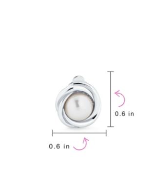 Twist Braided Rope Clip-On Earrings with Simulated Pearl Silver Gold Plated