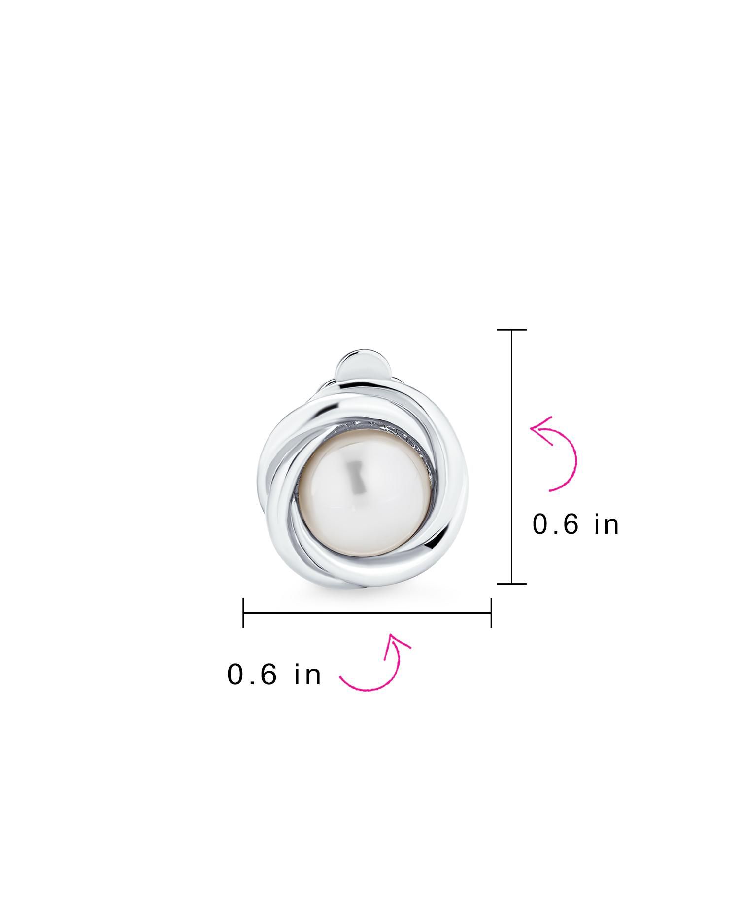 Classic Faux White Pearl Clip On Earrings Cable Bezel Set Gold Plated