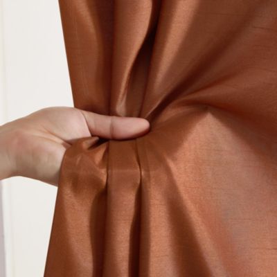 Jefferson Faux Silk Semi Sheer Light Filtering Microfiber Lined Grommet Lightweight Window Curtain Panels, Set of 2