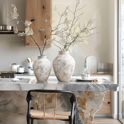 Marble White 15 Inch Tall Stoneware Table Vase