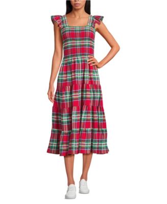 Halogen store X Atlantic Pacific Plaid Belted Ruffle Midi Dress NWT Size L $169