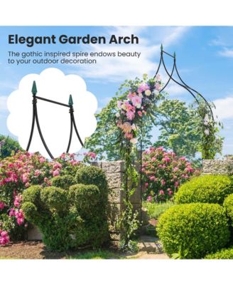 2 PCS Garden Arbor with Multiple Side Crossbars Powder-coated Metal Tubes