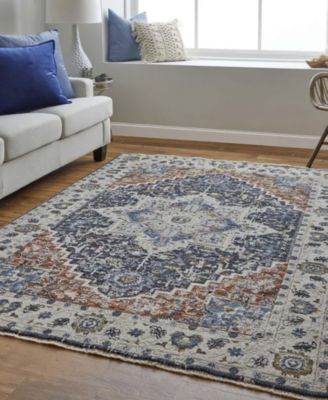 Shop Feizy Kaia 39htf Rug Collection In Ivory,blue