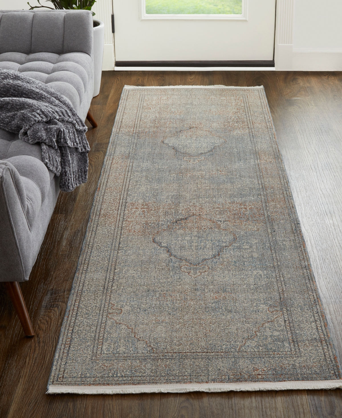 Feizy Marquette 39gvf 2'8"x12' Runner Area Rug In Blue,red