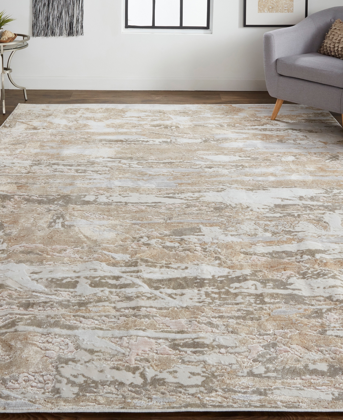 Feizy Laina 39g5f 4'x6' Area Rug In Tan,ivory