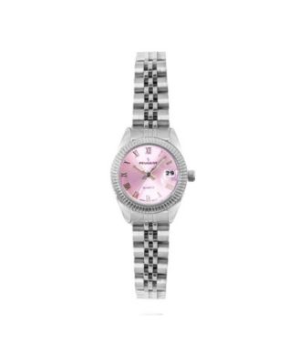 Women's Silver-Tone 25mm Fluted Bezel Steel Bracelet Watch 