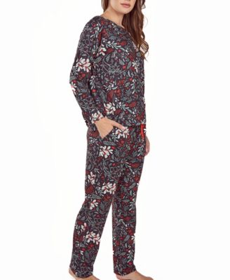 Women's Ultra Soft Floral Print Top and Pant Pajama Set