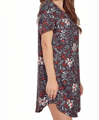 Plus Size Short Sleeve Ultra Soft Floral Print Sleepshirt Nightgown