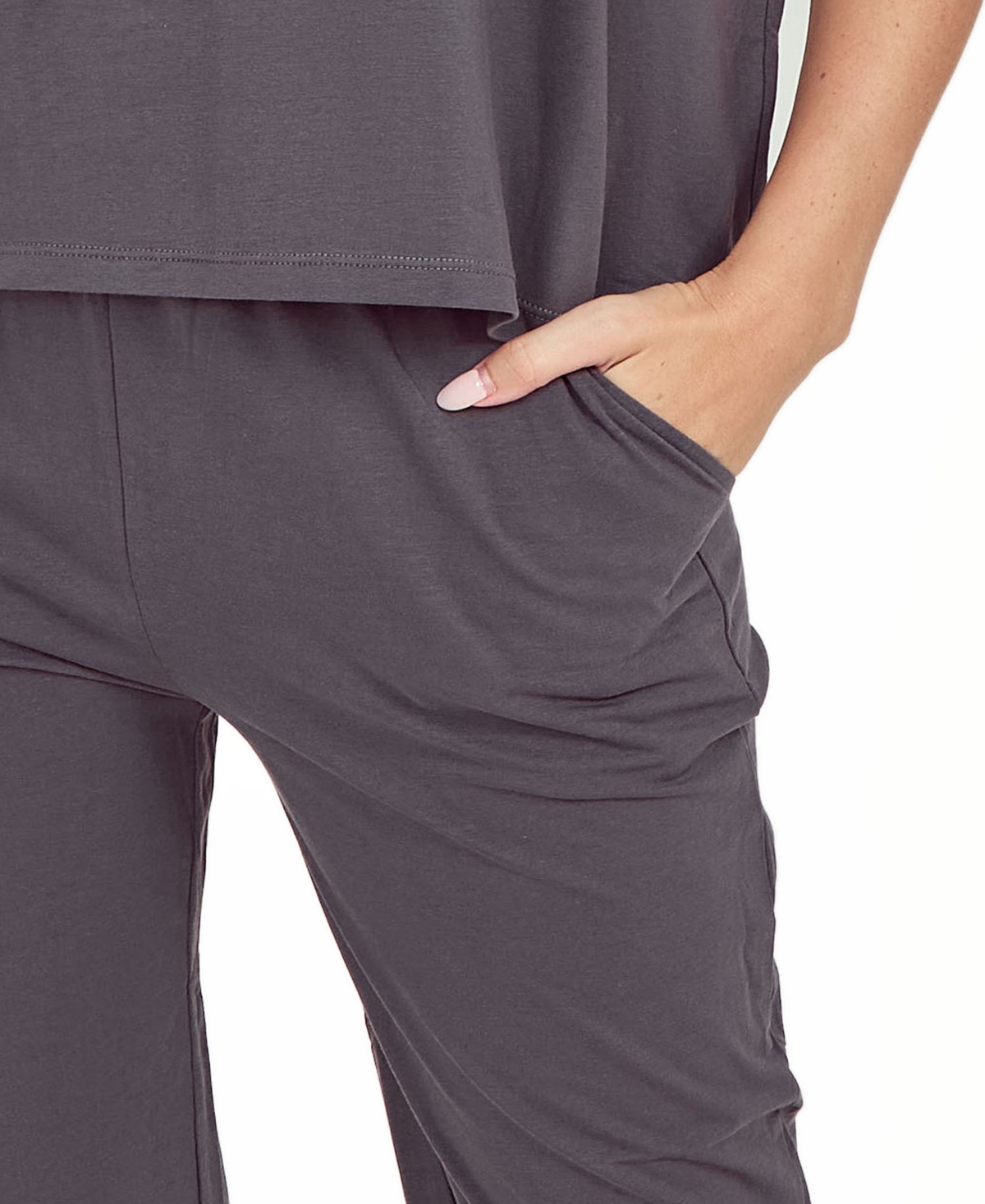 ICOLLECTION PLUS SIZE SOFT KNIT TOP AND CROP PANT PAJAMA SET 