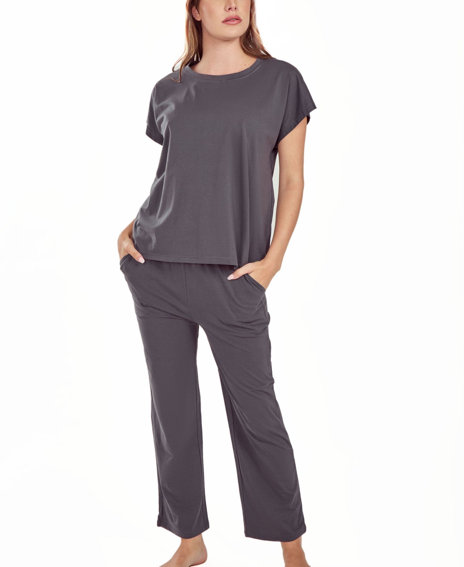 Women's Soft Knit Top and Crop Pant Pajama Set