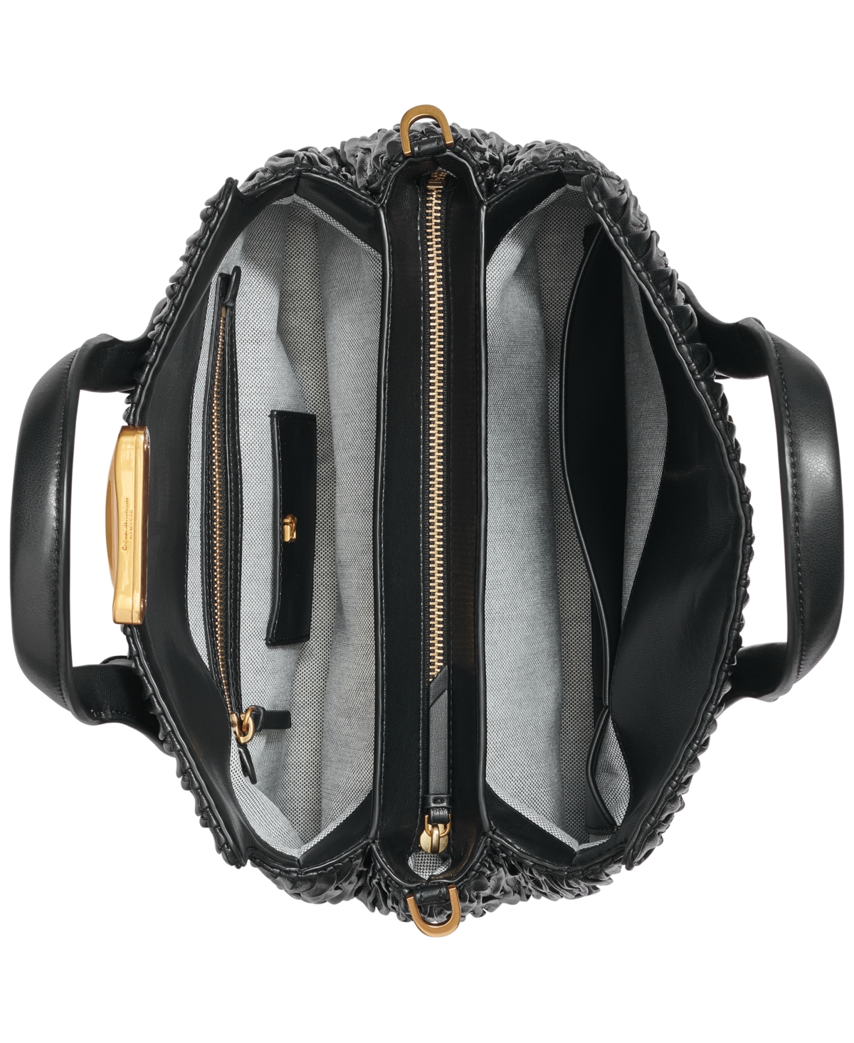 Donna Karan Amagansett Soft-Rolled Pleated Satchel with Sculpted Magnet Closure -gold