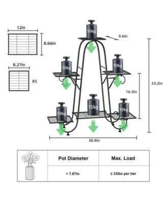 Multilayer 6 Tier Plant Stand Metal Flower Rack Stand Display Holder Garden