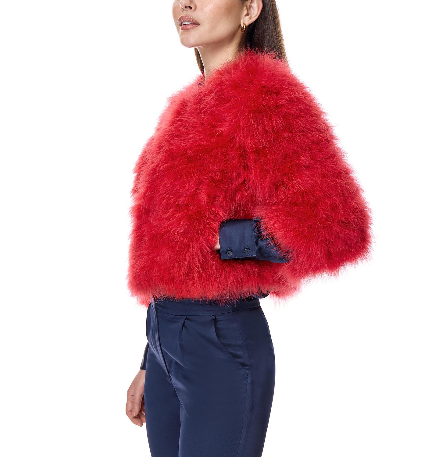Женские болеро Julia & Stella By Maximilian Collarless Feather Bolero, цвет: Красный — фото 5