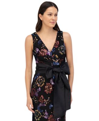 eliza j sequin bow dress ELIZA J Sequin Bow-Waist Gown
