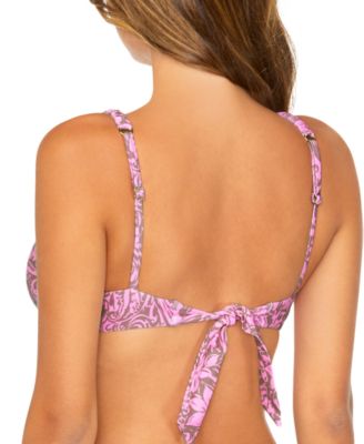 Juniors' Golden Scoop-Neck Bralette Bikini Top