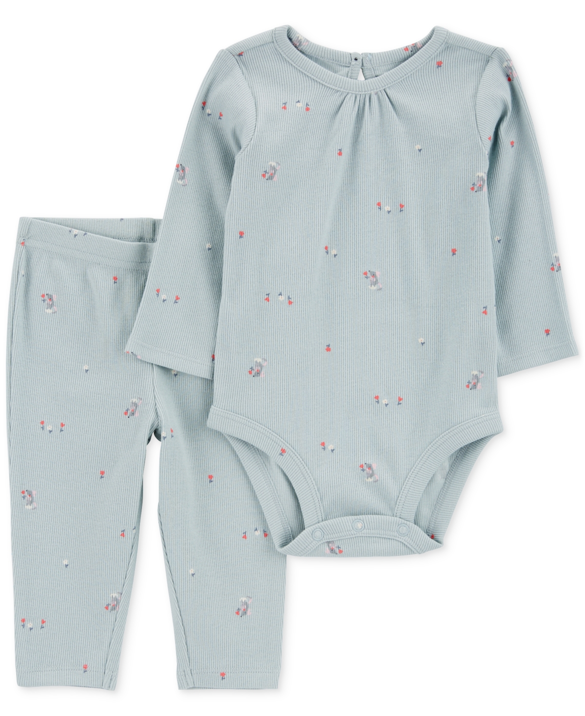 Carter's Baby Girls Mouse-Print Bodysuit & Pants, 2 Piece Set -Floral