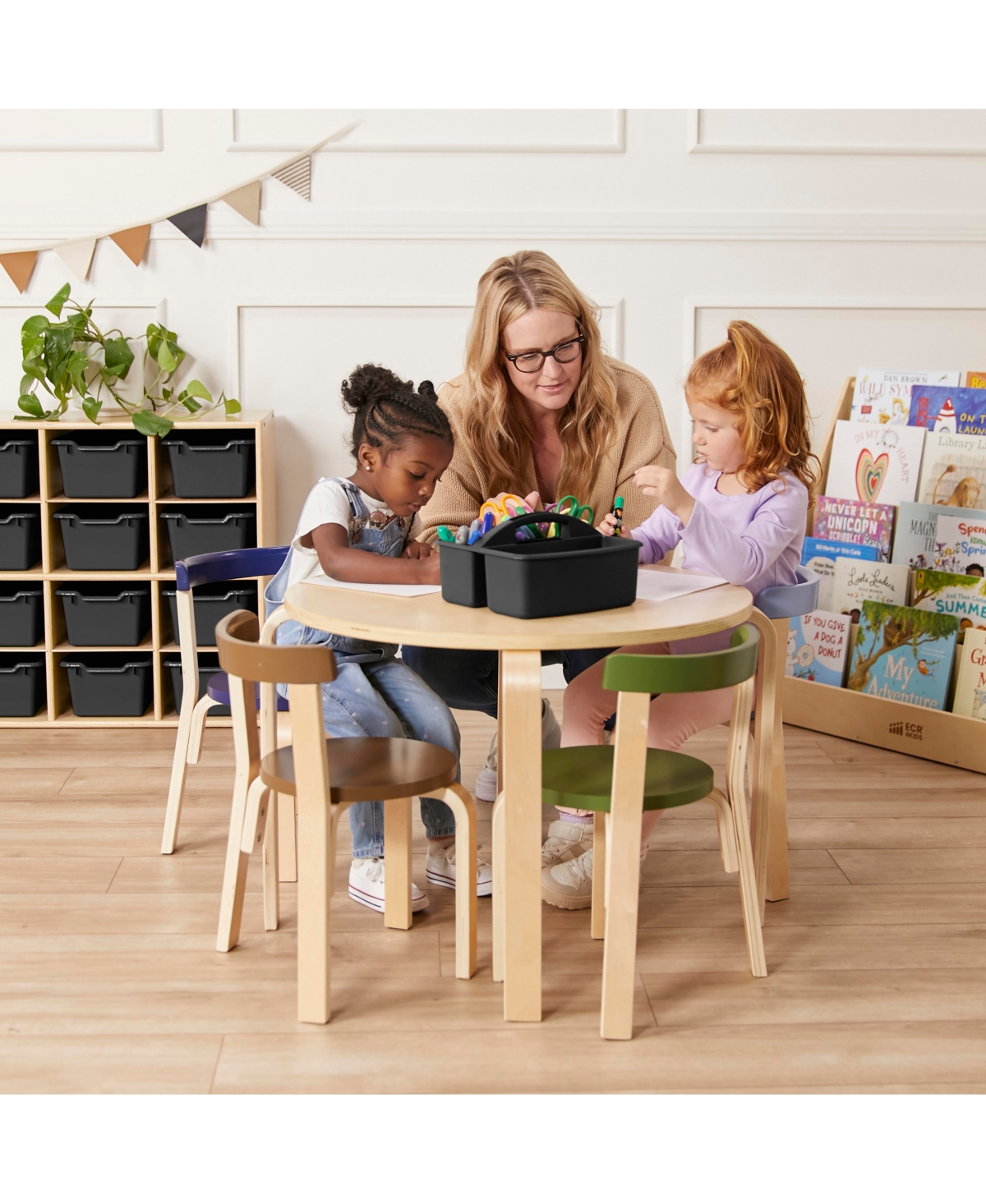 ECR4Kids 3-Compartment Storage Caddy, Grey, 6-Pack