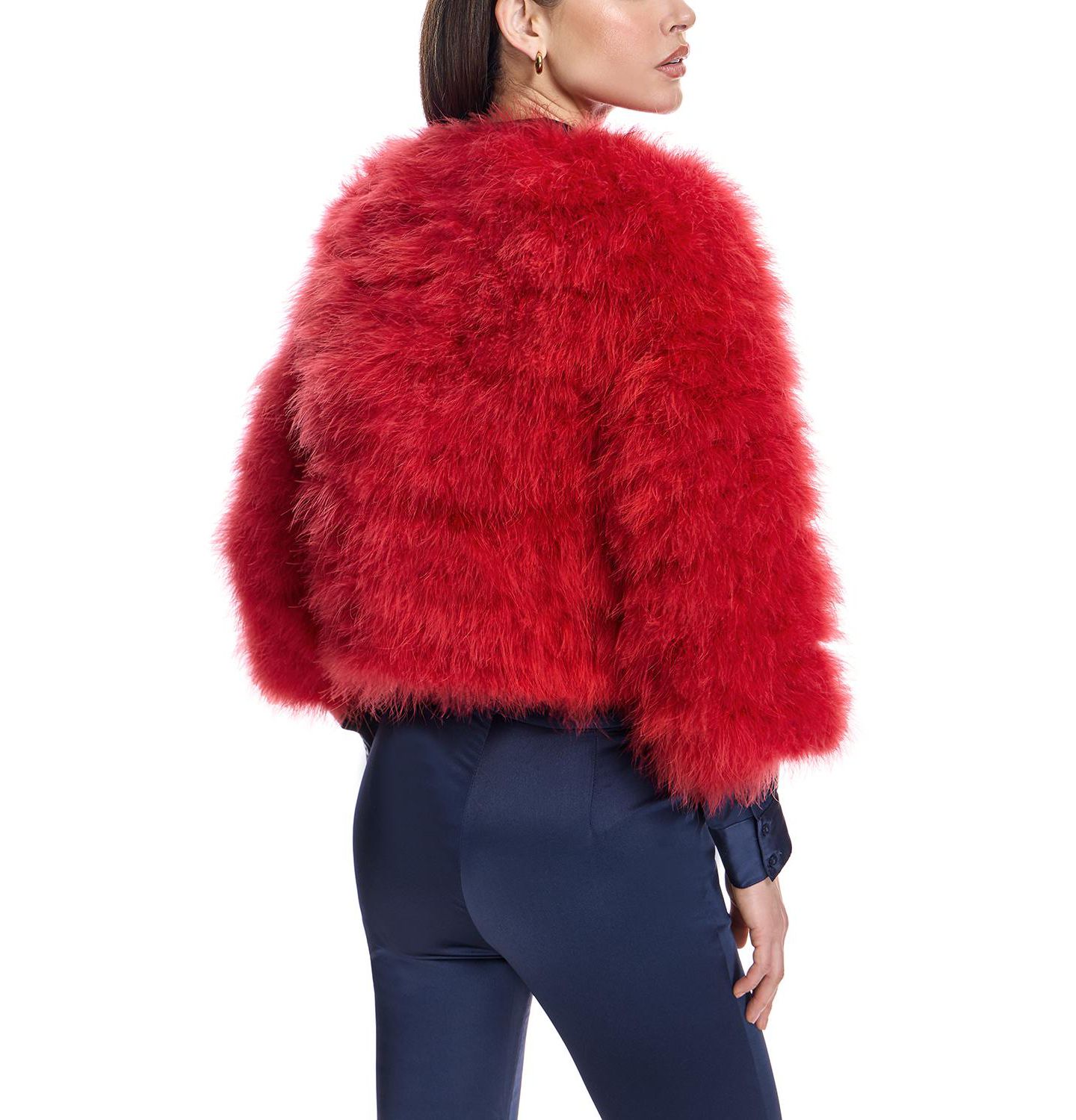 Женские болеро Julia & Stella By Maximilian Collarless Feather Bolero, цвет: Красный — фото 3