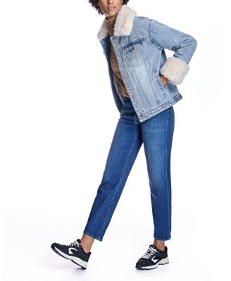 Women's Denim Jacket with Shearling Trim