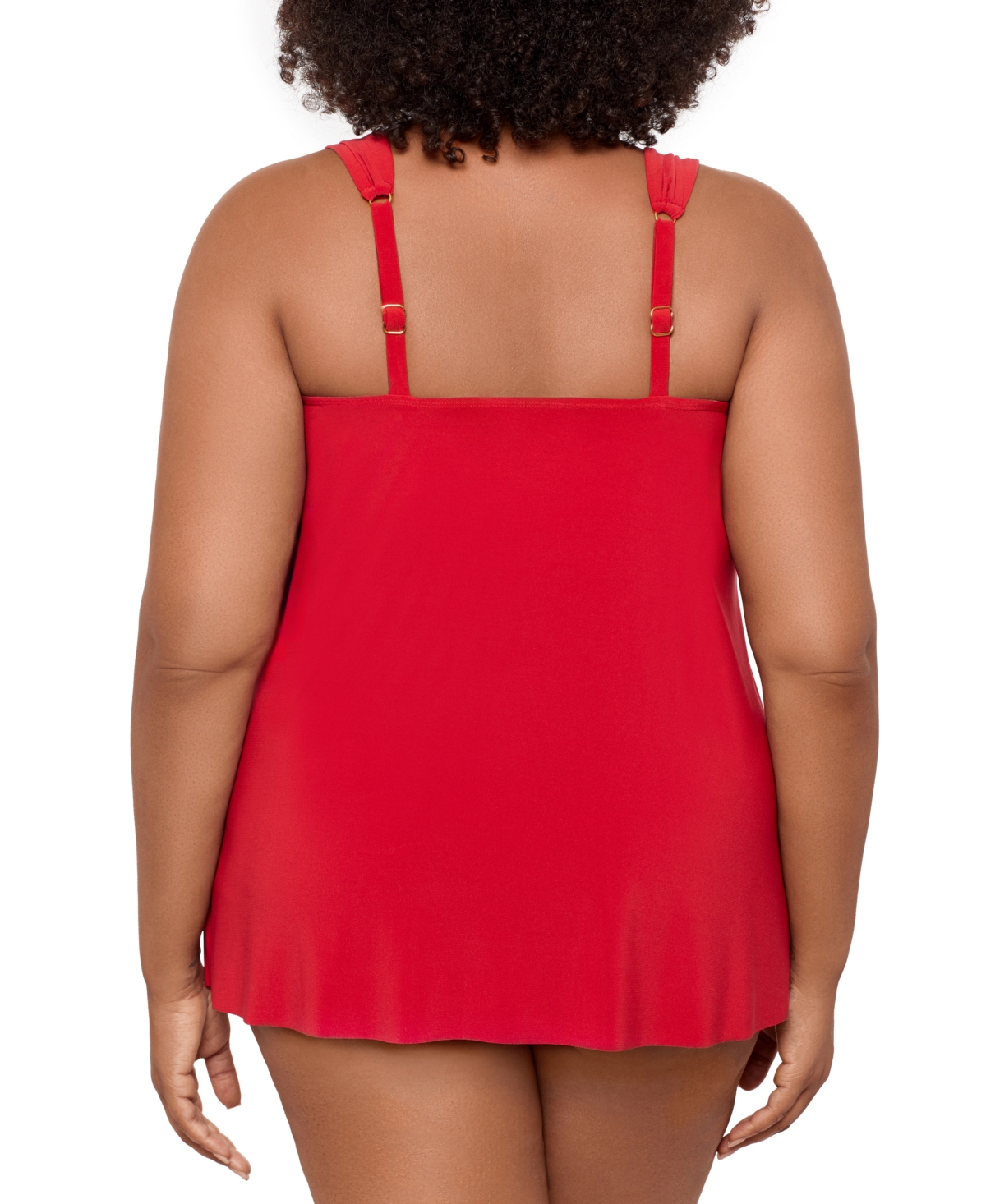 Miraclesuit Plus Size Razzle Dazzle Asymmetrical-drape Tankini Top In Cayenne