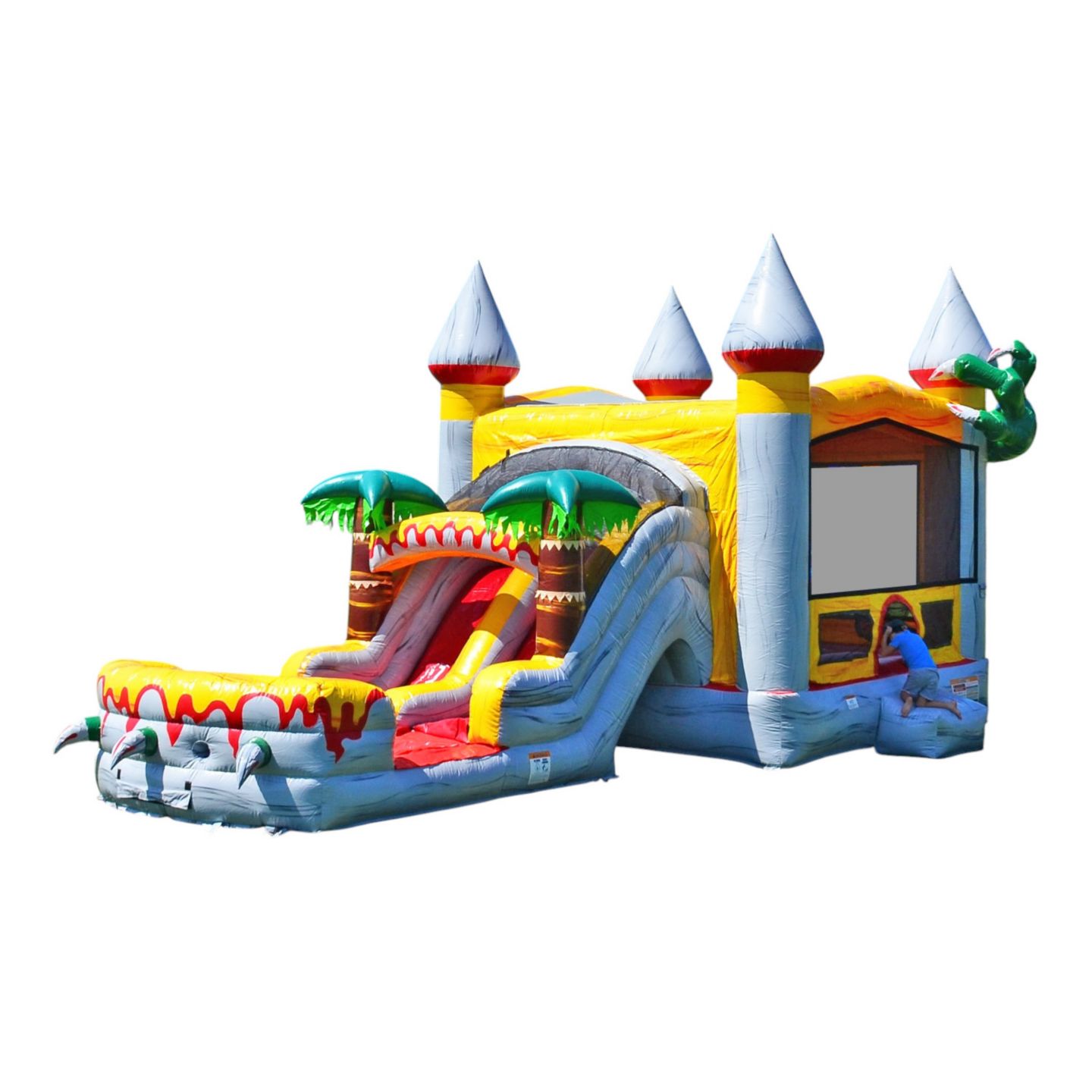 Детская игрушка Jumporange T-Rex Dual Lane Combo Water Slide Bounce House Inflatable, 31'L x 13'W x 15'H, Ages 3+, цвет: Open Miscellaneous — фото 1