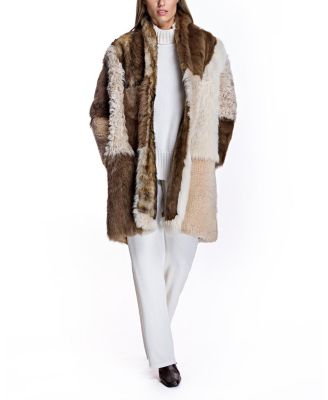 Women's Patchwork Shearling Coat