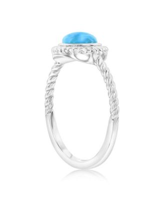 Sterling Silver, Round Larimar Rope Design Ring