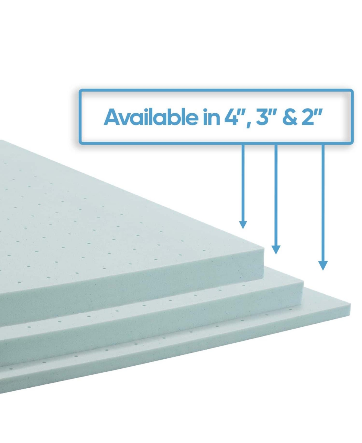Clara Clark 3” Memory Foam Mattress Topper, Ventilated Design Infused with Cooling Gel - -pastel Blue