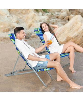 Portable Beach Chair Set of 2 with Headrest