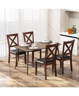 Set of 2 Wooden Kitchen Dining Chair with Padded Seat and Rubber Wood Legs