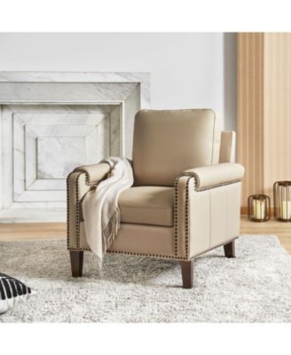 Kunz Transitional Genuine Leather Armchair with Removable Back Cushion