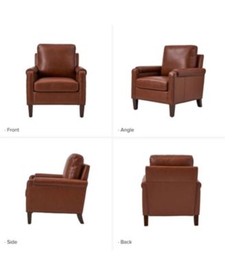 Kunz Transitional Genuine Leather Armchair with Removable Back Cushion