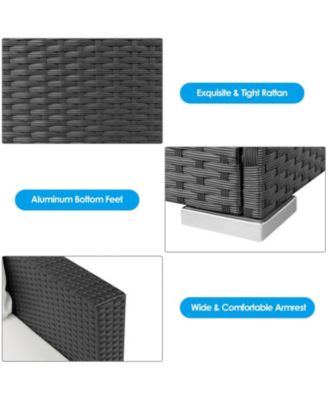 3 Pieces Patio Wicker Conversation Set with Cushion