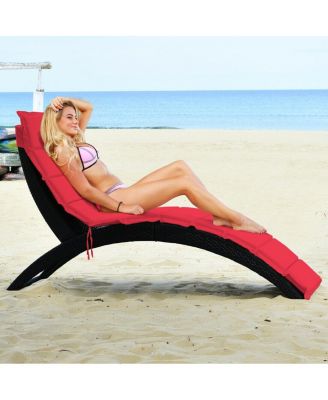 Foldable Patio Lounge Chair with Cushion for Backyard