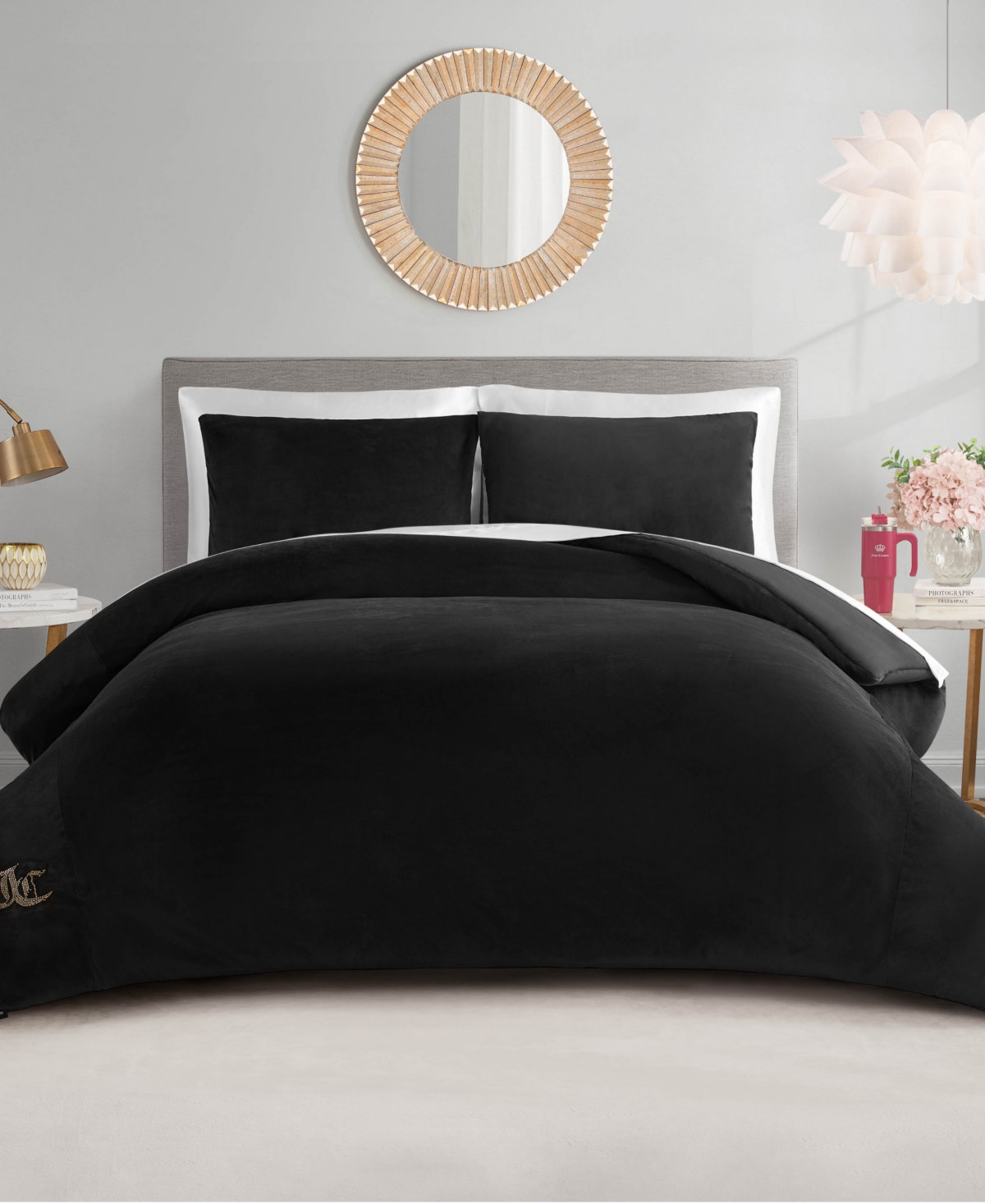 Shop Juicy Couture Velour 3-pc. Comforter Set, King In Black