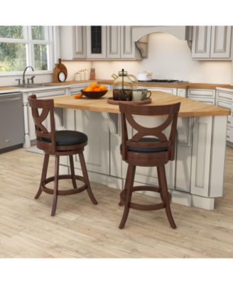 Swivel Bar Stools Set of 2 with Soft Cushion and Elegant Hollow Backrest