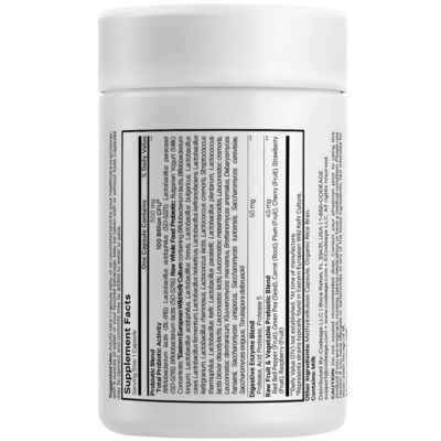 Raw Probiotic+ 100 Billion CFU, Digestive Enzymes, Raw Fruits & Vegetable Prebiotics, 30 ct
