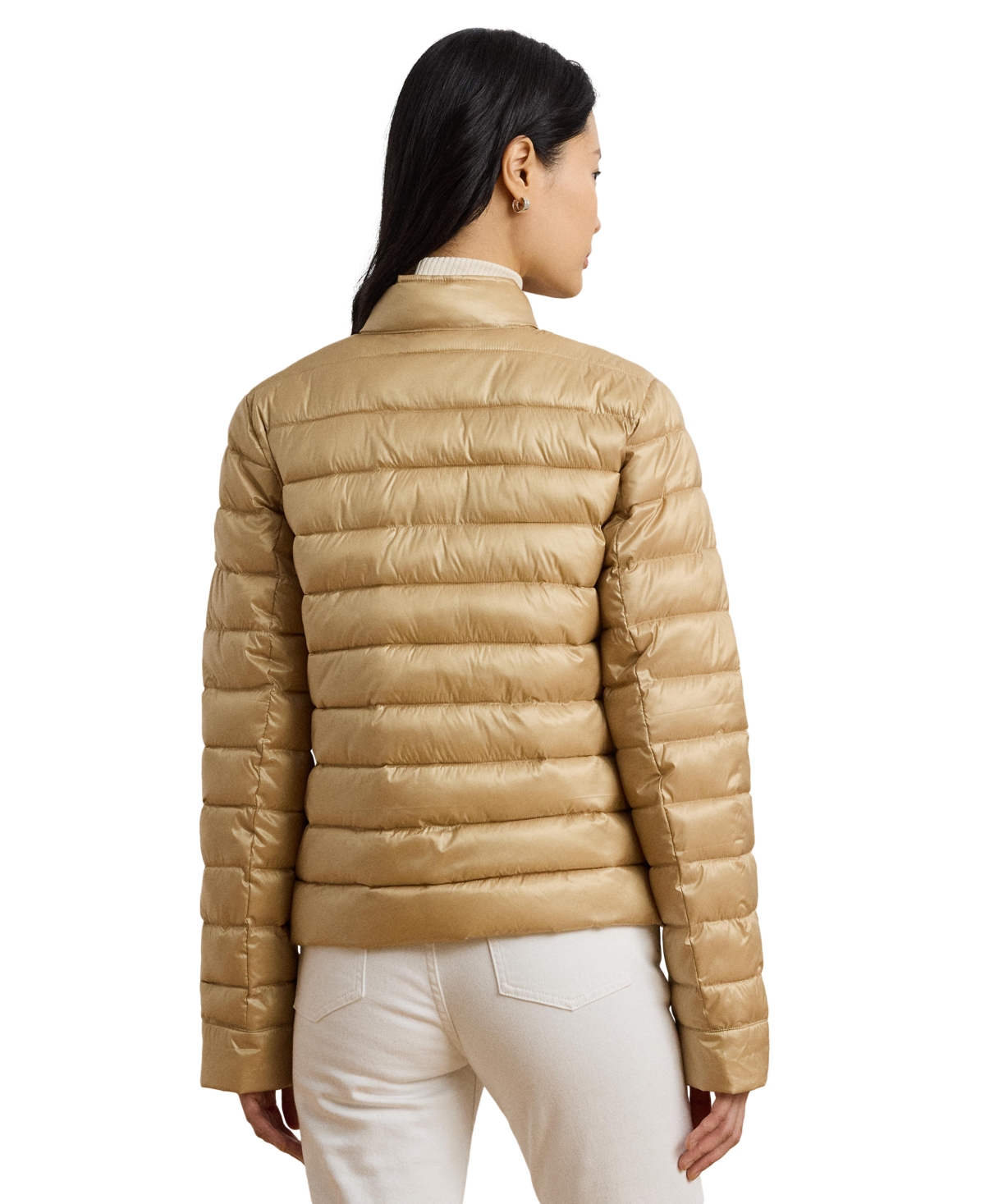Shop Ralph Lauren Women's Snap-front Stand-collar Packable Coat In Sand Dune