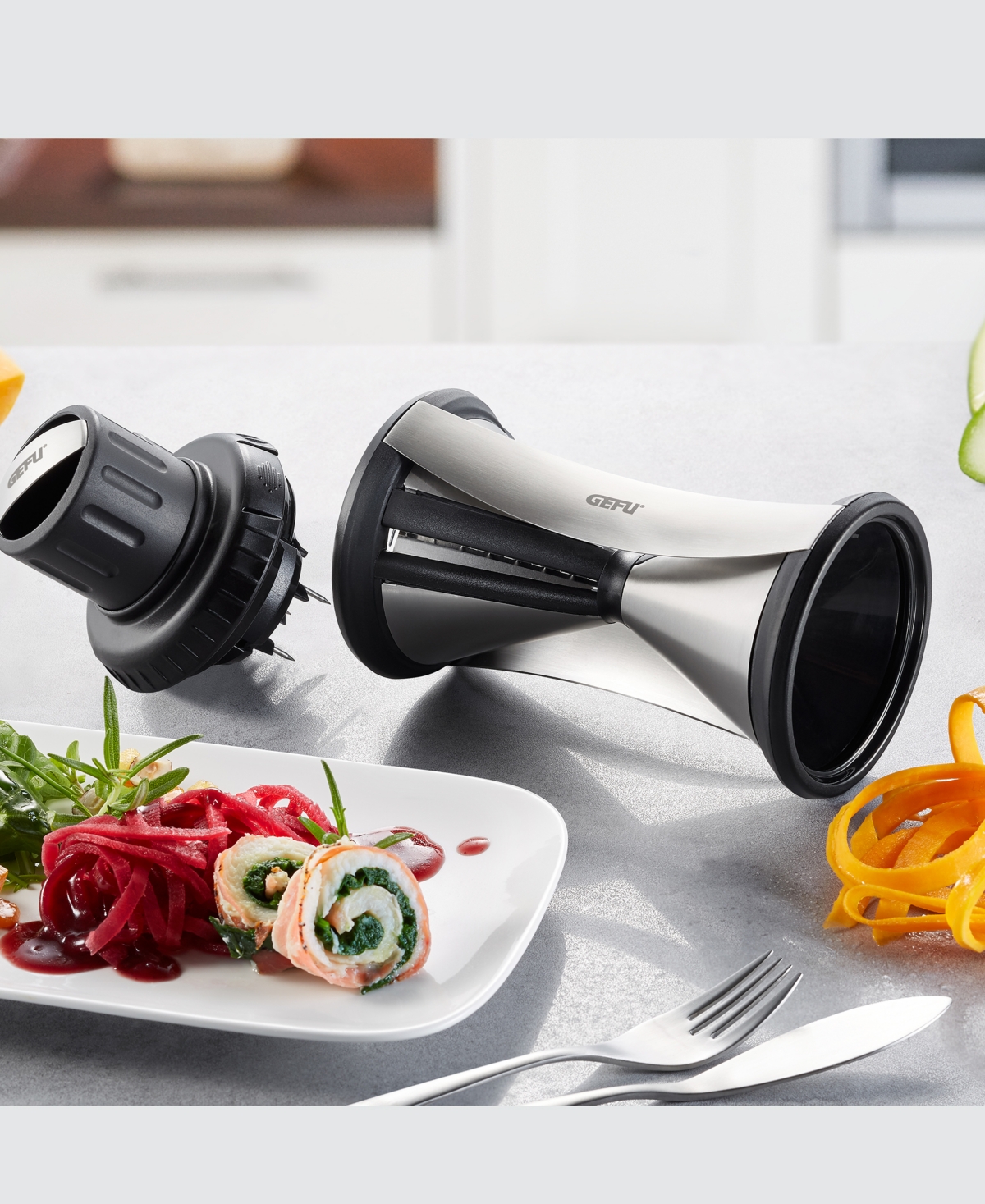 Gefu Stainless Steel Extra Large Spiral Slicer In Black