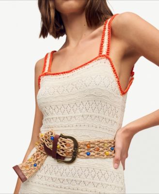 Women's Wide Beaded Macrame Belt