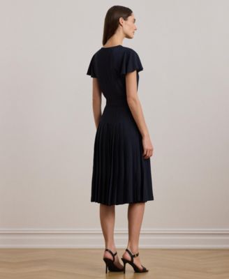 Lauren Ralph Lauren Women's Ruffle-Trim Pleated Georgette Dress - Macy's