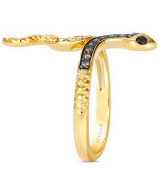 Chocolate Diamond, Nude Diamond, & Blackberry Diamond Snake Ring (1/4 ct. t.w.) in 14k Gold